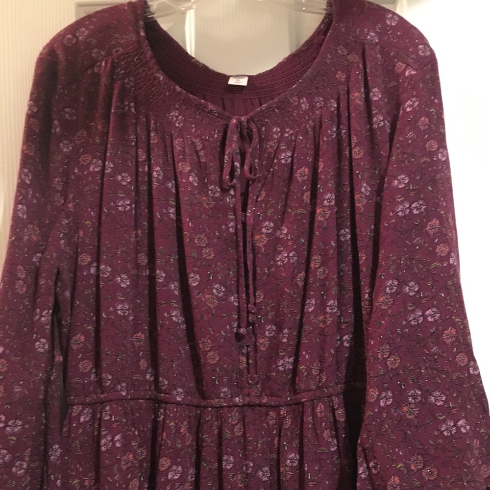 Old Navy Maroon Dress with Flowers.